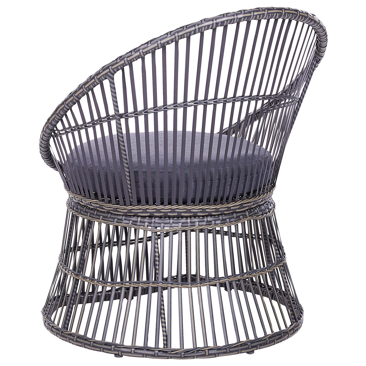 BALKONSET 2-Sitzer Rattan taupe Auflagen dunkelgrau Mesyna - Beige/Grau, Kunststoff/Textil - Beliani