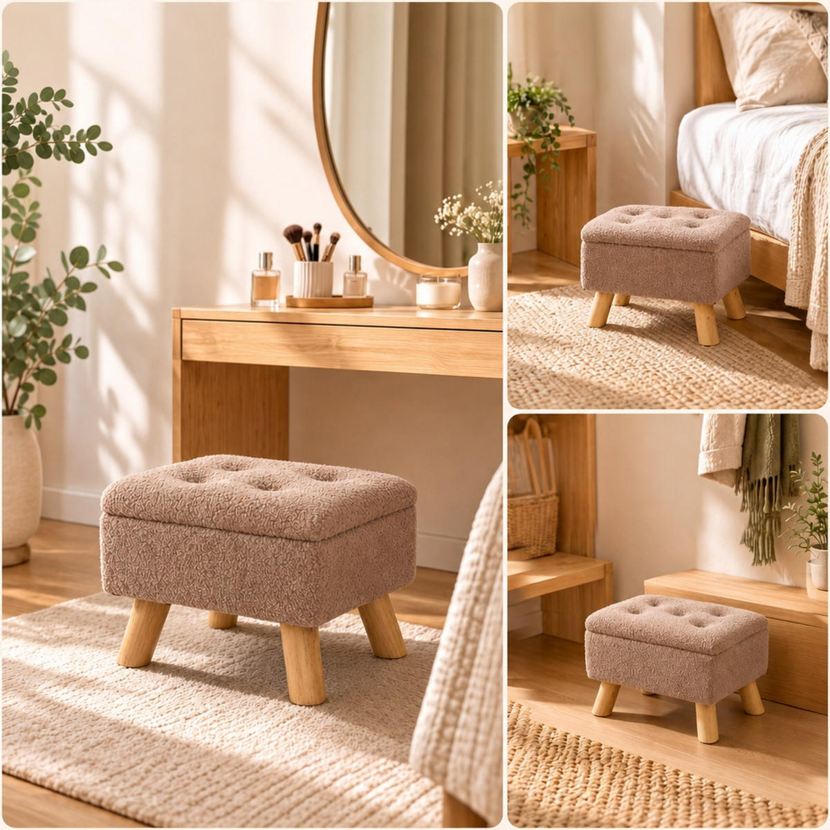 TABURET Hnědý s úložným prostorem - hnědá, dřevo/kompozitní dřevo (38/28/28cm) - Relaxdays
