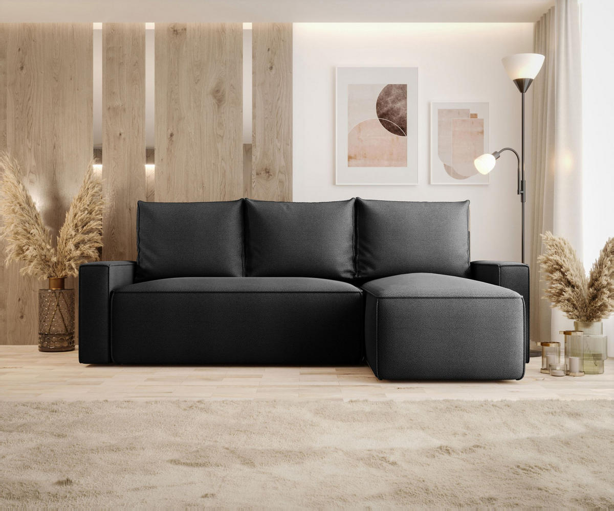 ECKSOFA mit Schlaffunktion SAVIO Curio 97 Rechts - Dunkelgrau, Textil (232/140cm) - Bedante