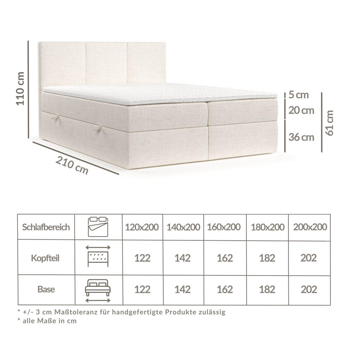 BOXBETT Jonah Grau 120/200 cm im Webstoff - Schwarz/Grau, Holz/Holzwerkstoff (120/200cm) - Maison de Reve