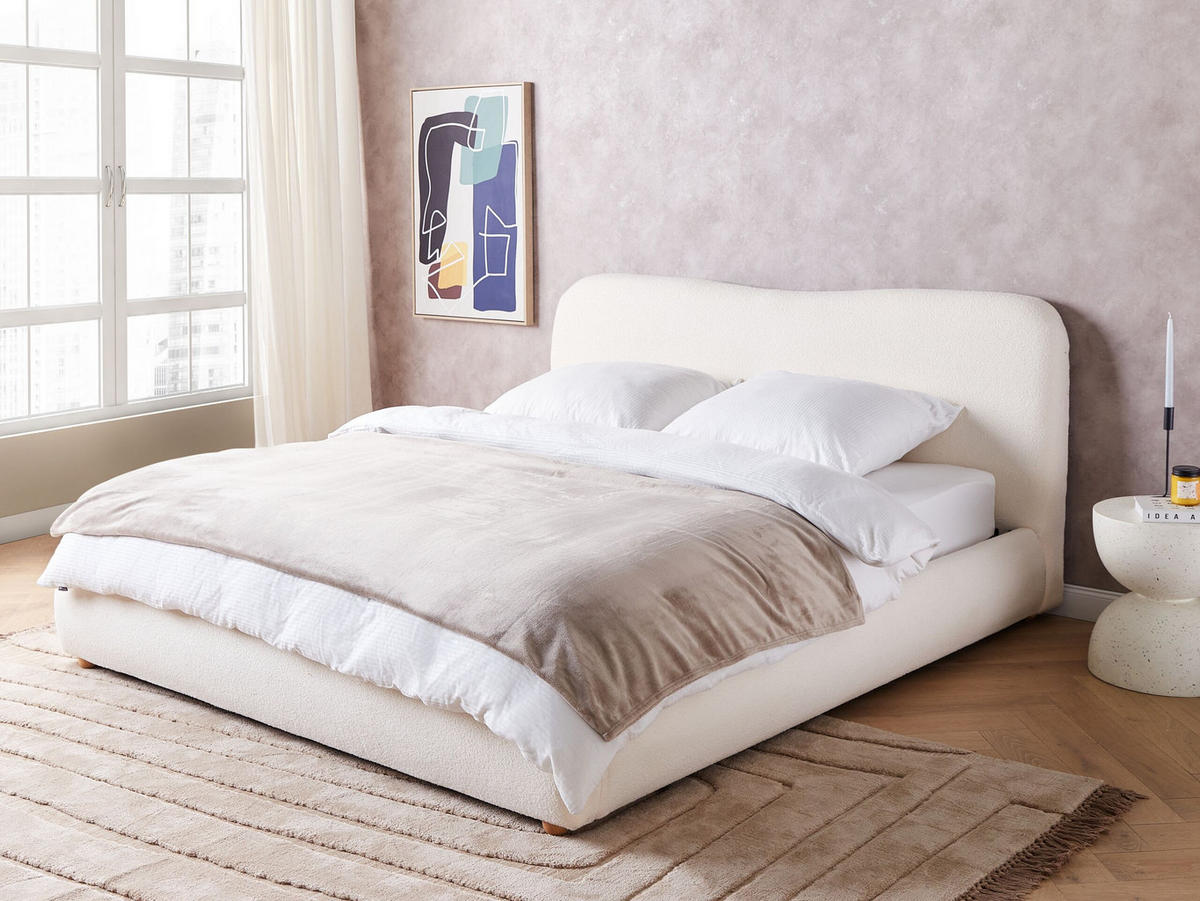 POLSTERBETT Weiß 180x200 cm Blagnac - Weiß, Textil - Beliani