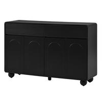 SIDEBOARD DE-37610 140/38/89 cm mit bogenförmigen Türen Schwarz - Schwarz, Holzwerkstoff (140/89/38cm) - ComfortXL