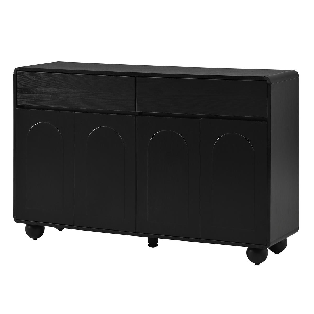 SIDEBOARD Schwarz 140/38/89 cm 4 Türen 2 Schubladen - Schwarz, Holzwerkstoff (140/89/38cm) - PANGIVO