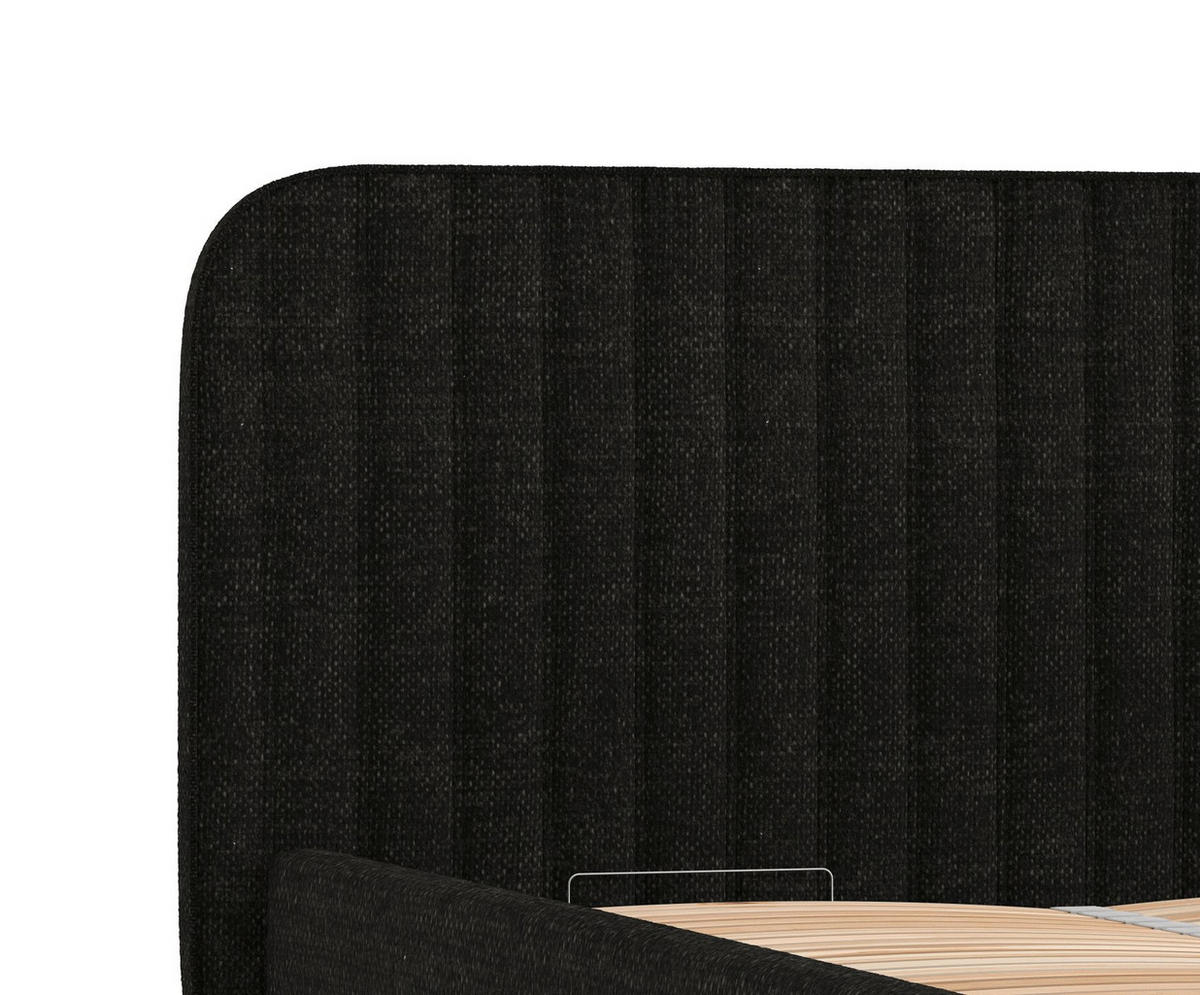 POLSTERBETT Noto Schwarz 120/200 cm im Chenille-Stoff - Schwarz/Naturfarben, Holz/Holzwerkstoff (120/200cm) - Maison de Reve