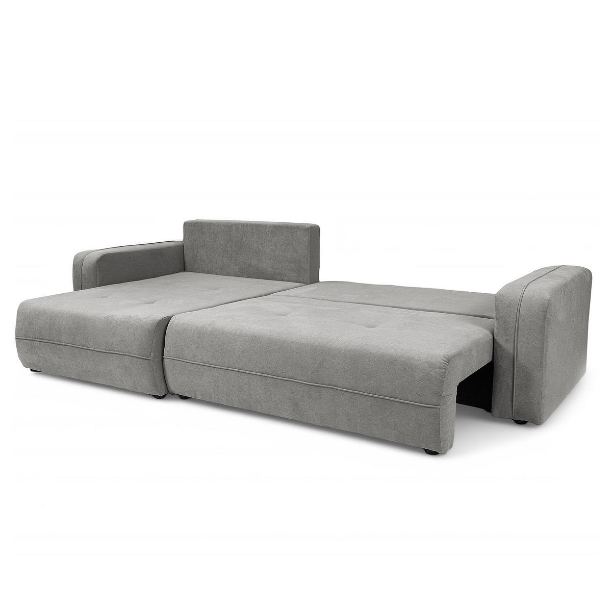 ECKSOFA mit Schlaffunktion - 272 cm - Schwarz/Grau, Kunststoff/Textil (272/145cm) - home24