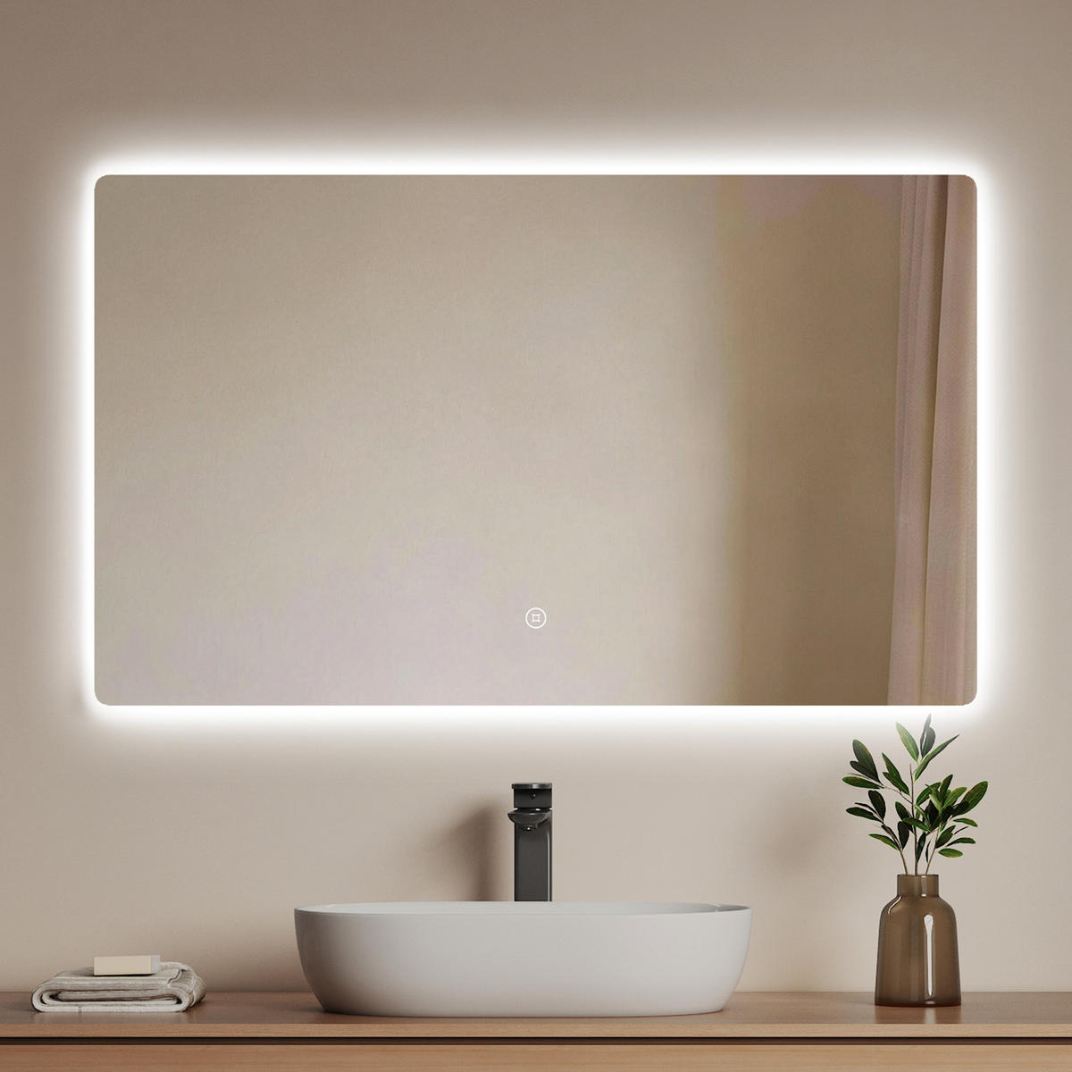 BADSPIEGEL mit Power-Off-Memory-Funktion Beleuchtung Rechteckig 100/60 cm - Weiß, Glas (60/3/100cm) - EMKE