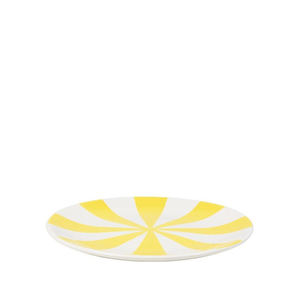 KUCHENTELLER Gelbe Streifen in Bunt - 18cm - Multicolor, Keramik (18/18/2cm) - Blond Amsterdam