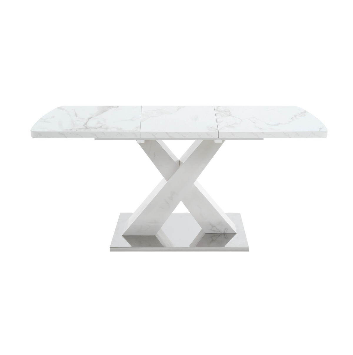 JÍDELNÍ stůl 120-160/80/76,5 cm bílý z MDF a oceli s rozkládací deskou - bílá, kompozitní dřevo (160/80/76.5cm) - OKWISH