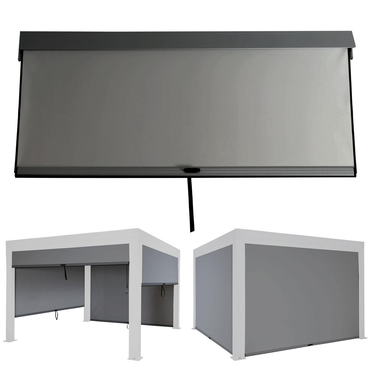 SEITENWAND FÜR PERGOLA Anthrazit - Anthrazit, Textil (375/205/1cm) - MCW