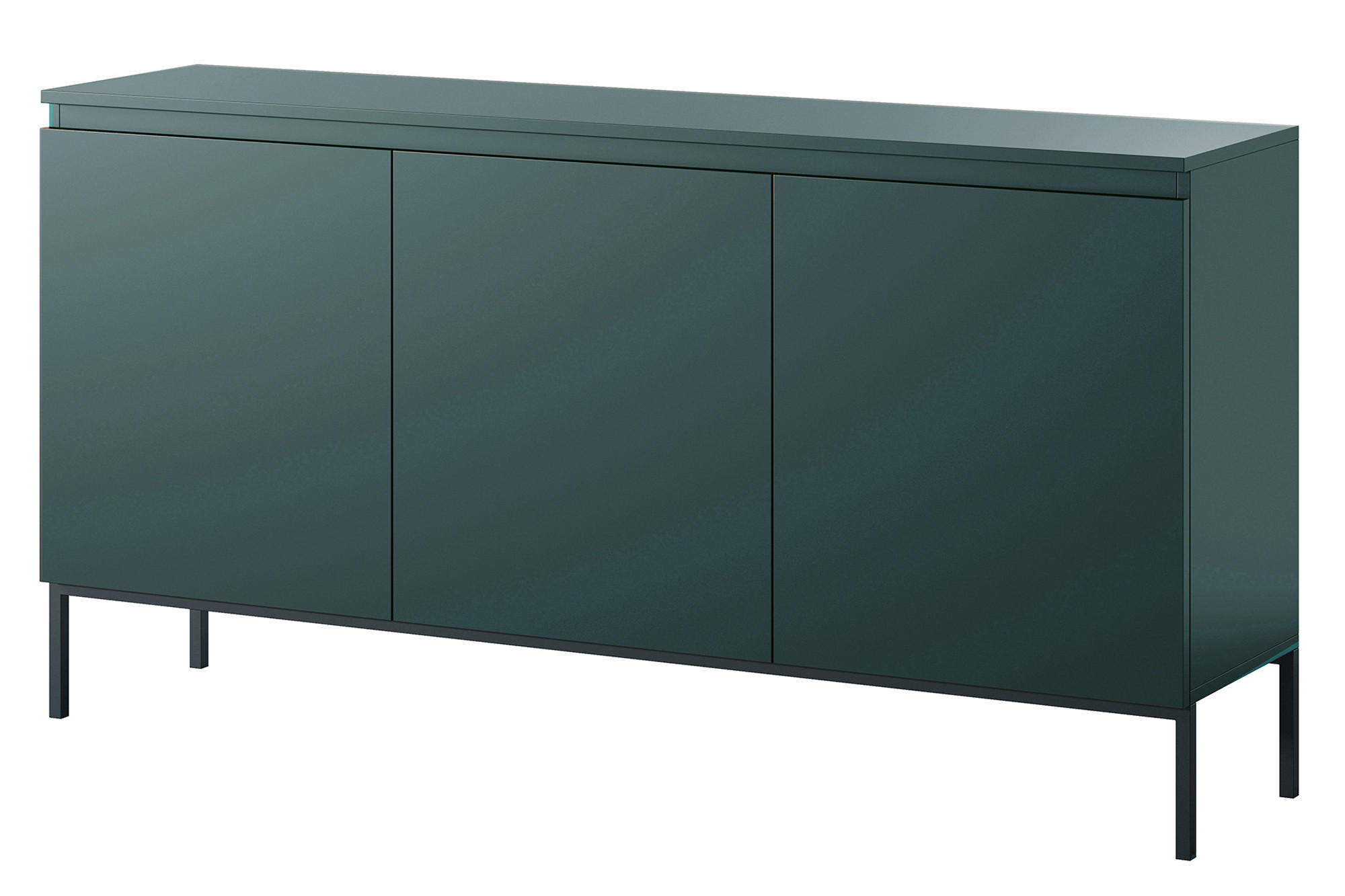 SIDEBOARD Bemmi Dunkelgrün mit Metallbeinen 150 cm - Dunkelgrün/Schwarz, Holzwerkstoff/Metall (150/77/35cm) - Selsey