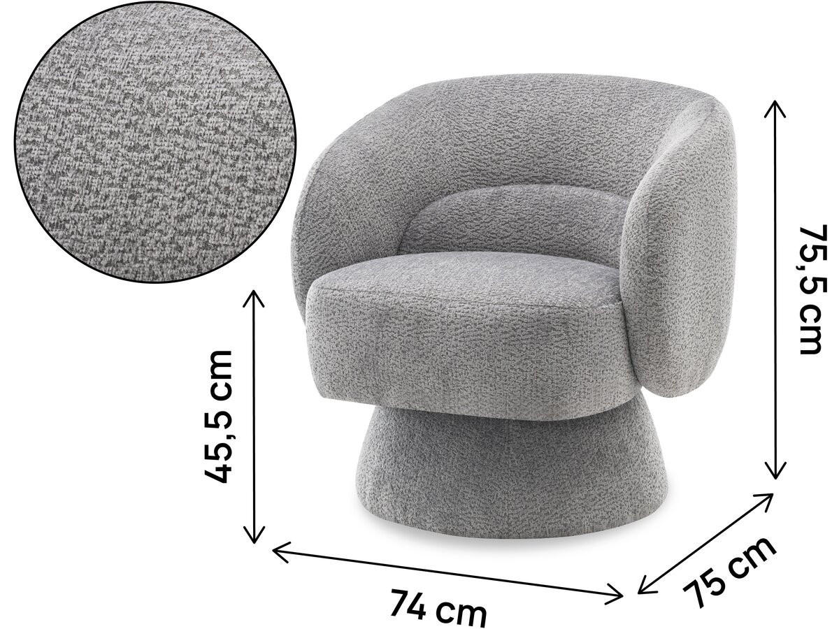 DREHSESSEL Franklin Grau - Grau, Textil (74/75/75cm) - Habitat Garten