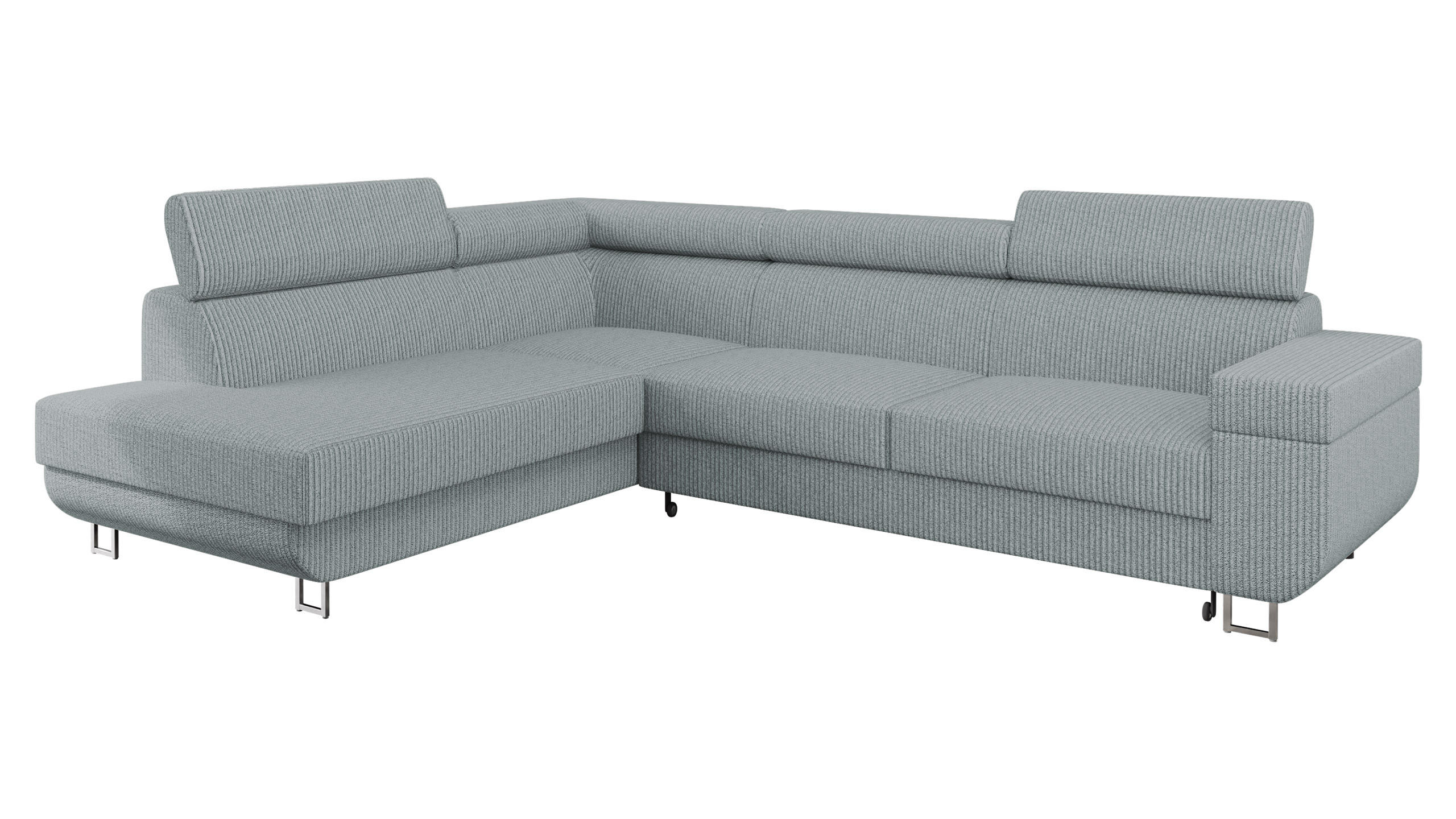 ECKSOFA Fonti Cord, Seite: Links - Grau, Holz/Textil (253/188cm) - MIRJAN24