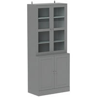 AKTENSCHRANK DE-14525 6 Ebenen mit 2 Glastüren, verstellbare Böden Grau - Grau, Holzwerkstoff (40/178.5/76cm) - ComfortXL