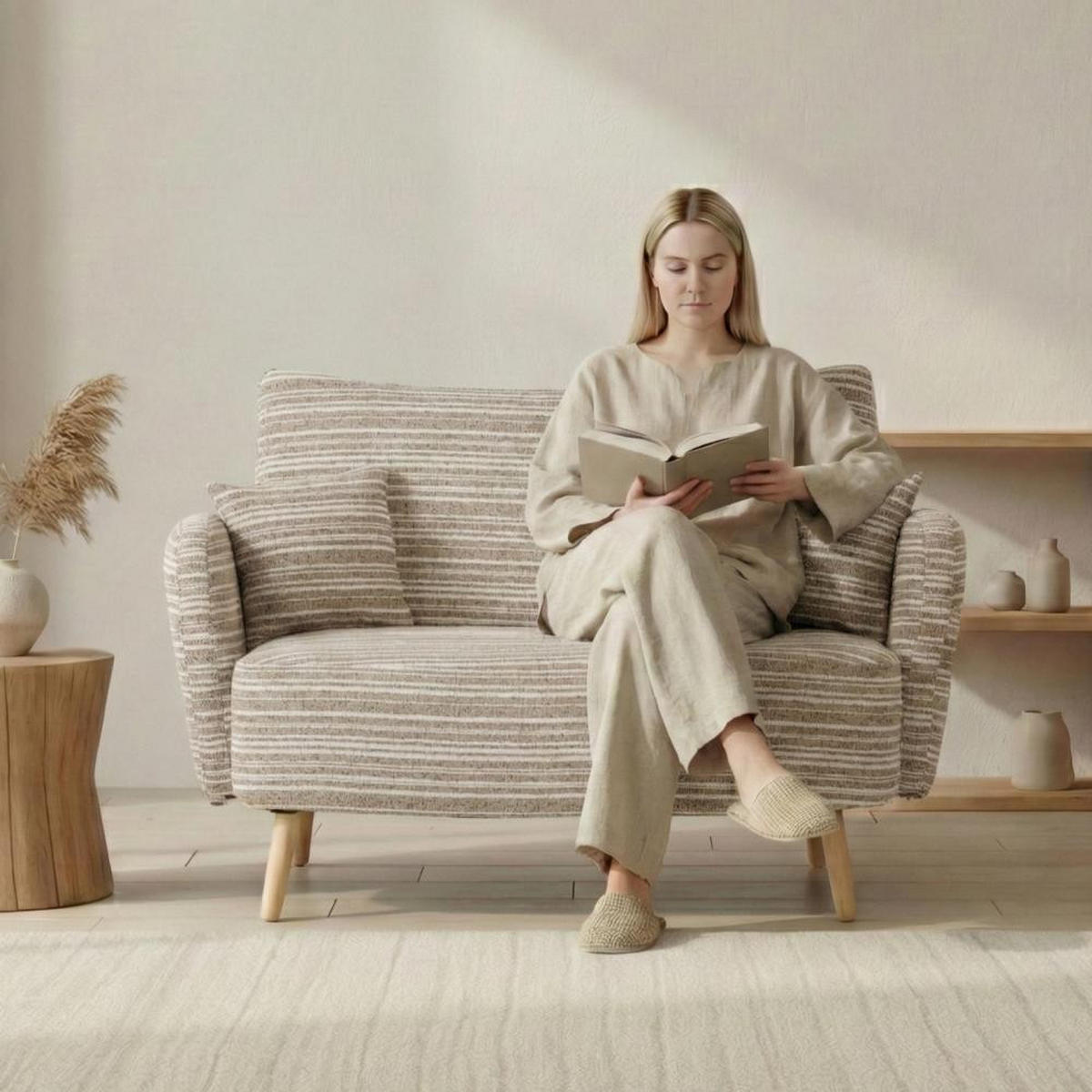 BIG SESSEL,Relaxsessel,Loungesofa,XXL-Sessel,Bouclé,Khaki - Braun, Textil (121/63/81.5cm) - LVHOM