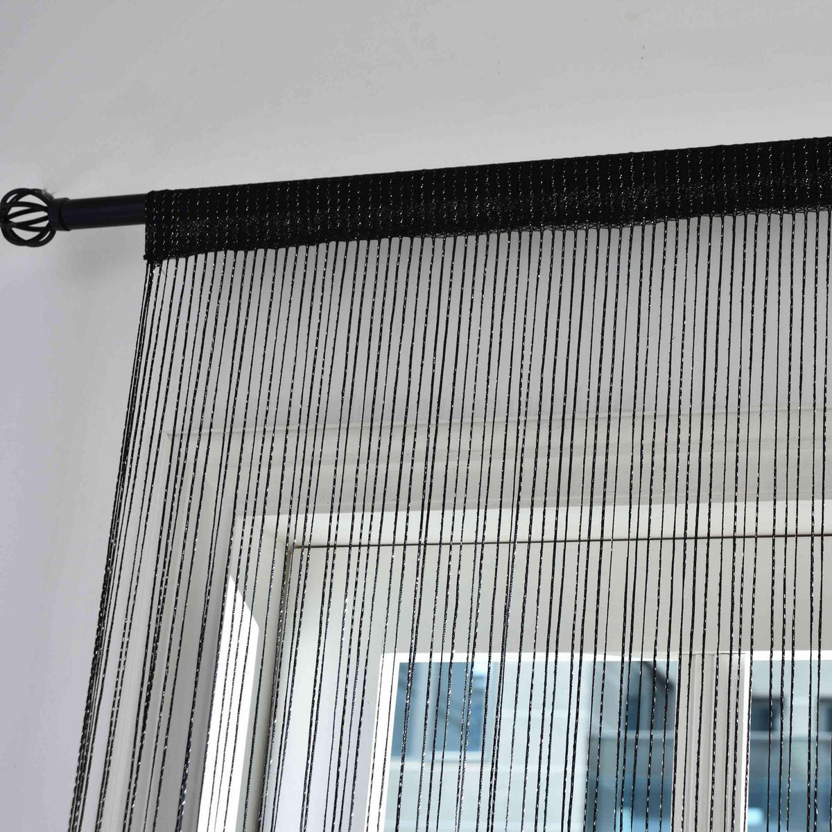 FADENGARDINE Shanghai HxB 230x100 cm Schwarz Lurex - Schwarz, Textil (100/230cm) - Gardinenbox