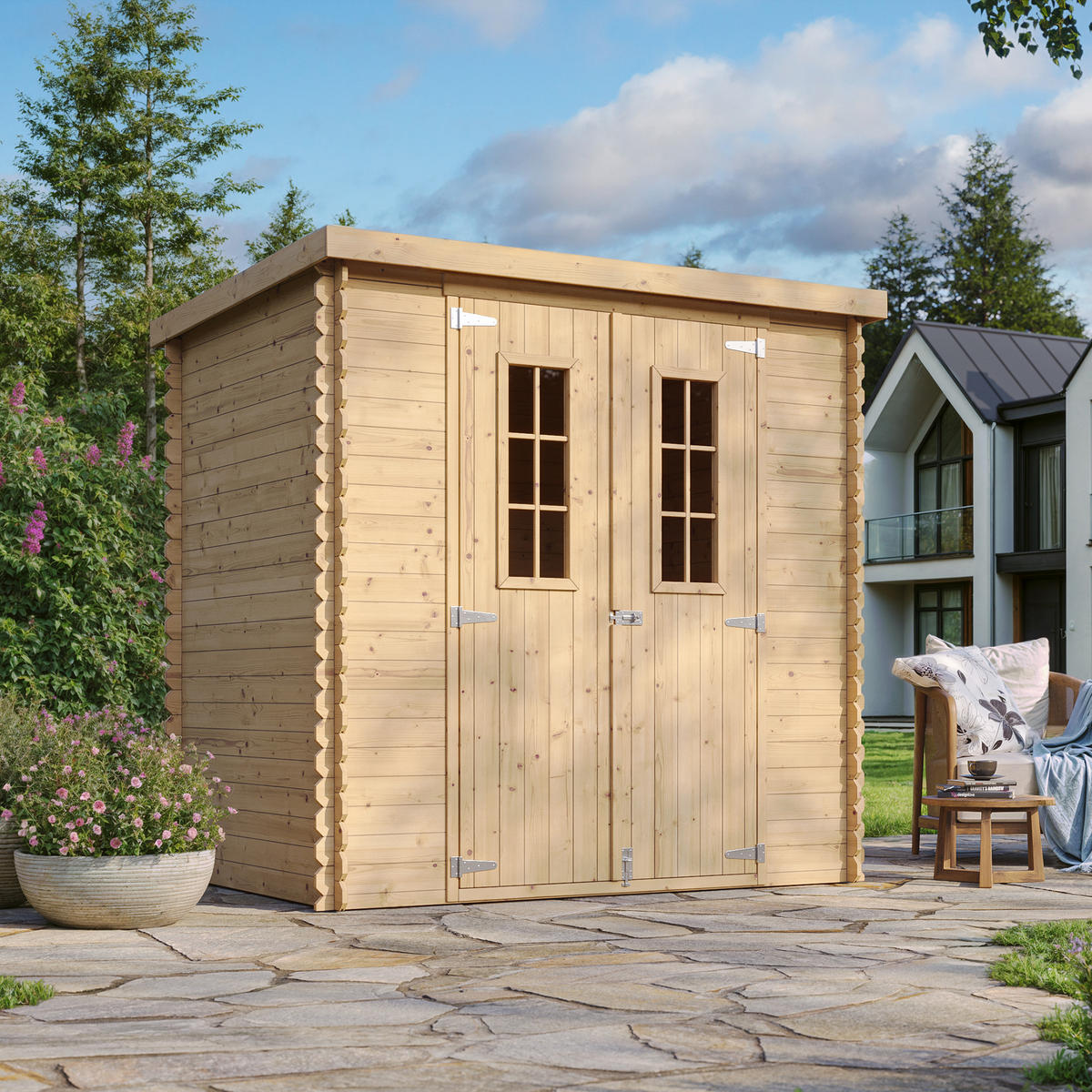 GARTENHAUS aus Holz mit imprägniertem Boden B204xL142xH200 cm/ 2,22 m2 - M311C+M311G - Beige, Holz (200/200/142cm) - Timbela