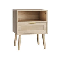 NACHTTISCH aus MDF und Holzwerkstoff 45x40x55 cm Eichefarben mit Schublade und offenem Fach in Rattan-Optik - Nussbaumfarben, Holzwerkstoff (45/55/40cm) - Modfu