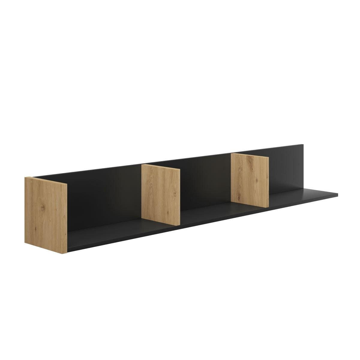 WANDREGAL Raphael - L160 cm - Schwarz, Holzwerkstoff (24/24/160cm) - Calicosy