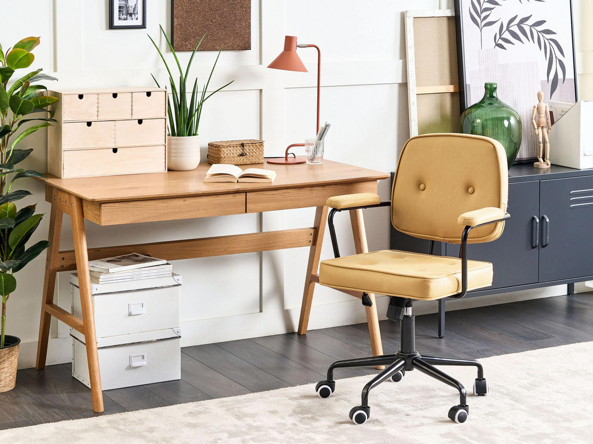 BÜROSTUHL Kunstleder Gelb Pawnee - Gelb, Textil/Metall (60/90/43cm) - Beliani