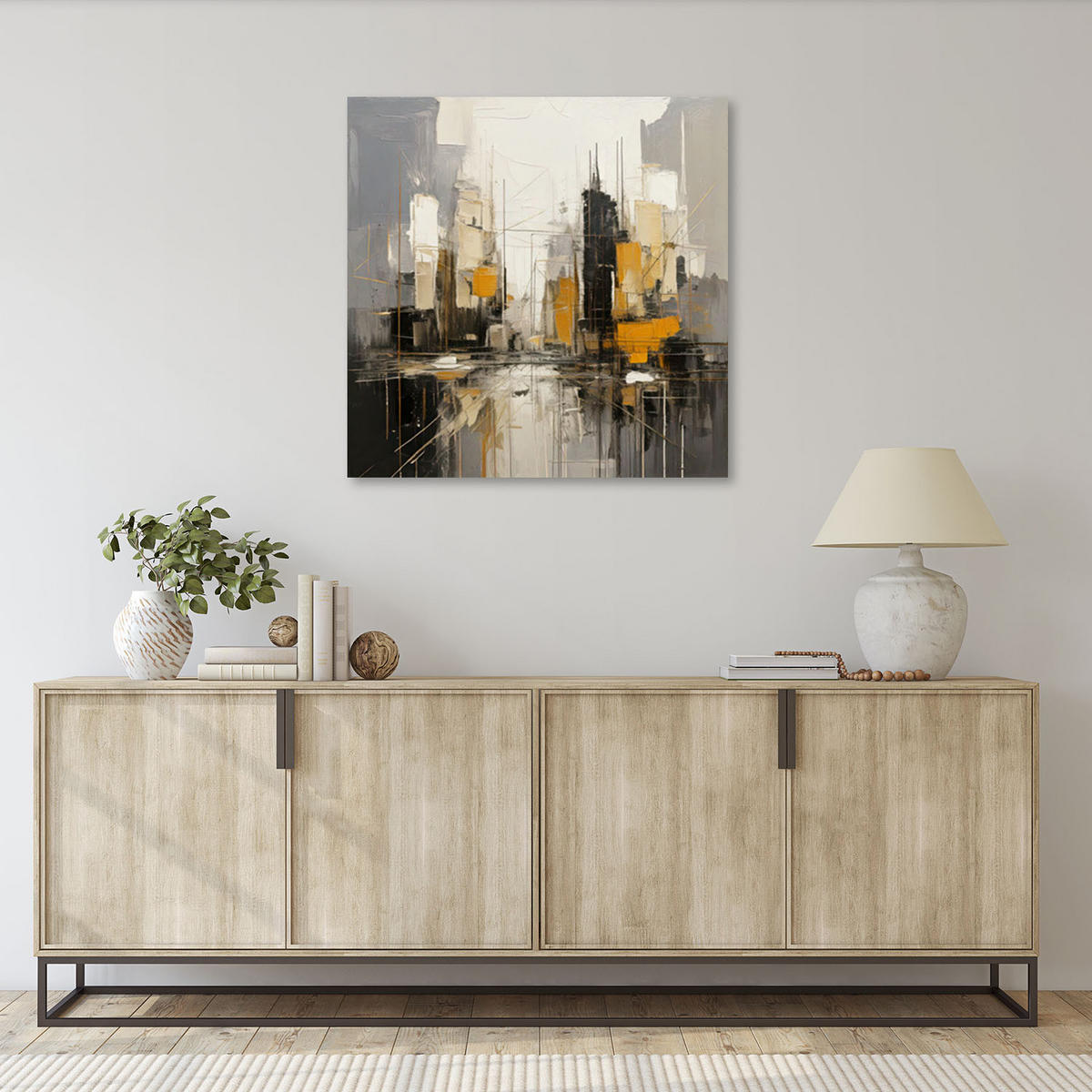 LEINWANDBILD Stadt Abstraktion Architektur 60x60cm - Grau, Textil (60/60cm) - Feeby