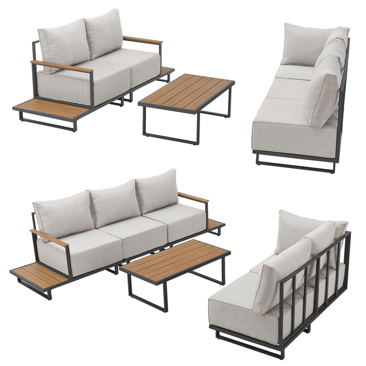 GARTENLOUNGE Malibu modular Grau - Grau, Metall - SVITA