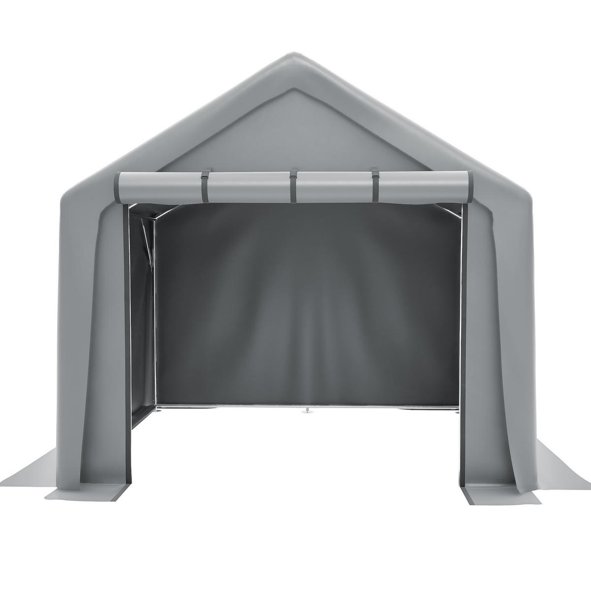 KLEINGARAGE aus verzinktem Stahlrohr 244x241x217 cm in Dunkelgrau mit Rolltor - Dunkelgrau, Metall (241/217/244cm) - Modfu