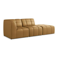ECKSOFA Rechts Kunstleder Braun - Cognac/Schwarz, Holzwerkstoff/Kunststoff (240/90cm) - Makamii