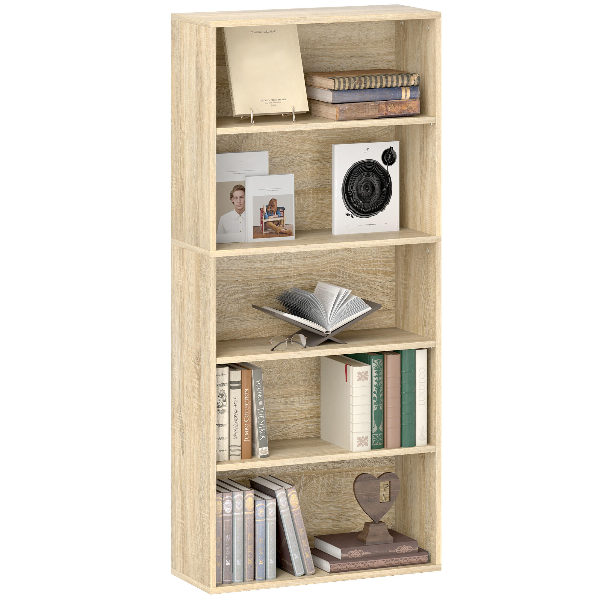 REGAL DE-15524 5 verstellbare Böden, 60/24/133 cm Natur - Naturfarben, Holzwerkstoff (60/133.5/24cm) - ComfortXL