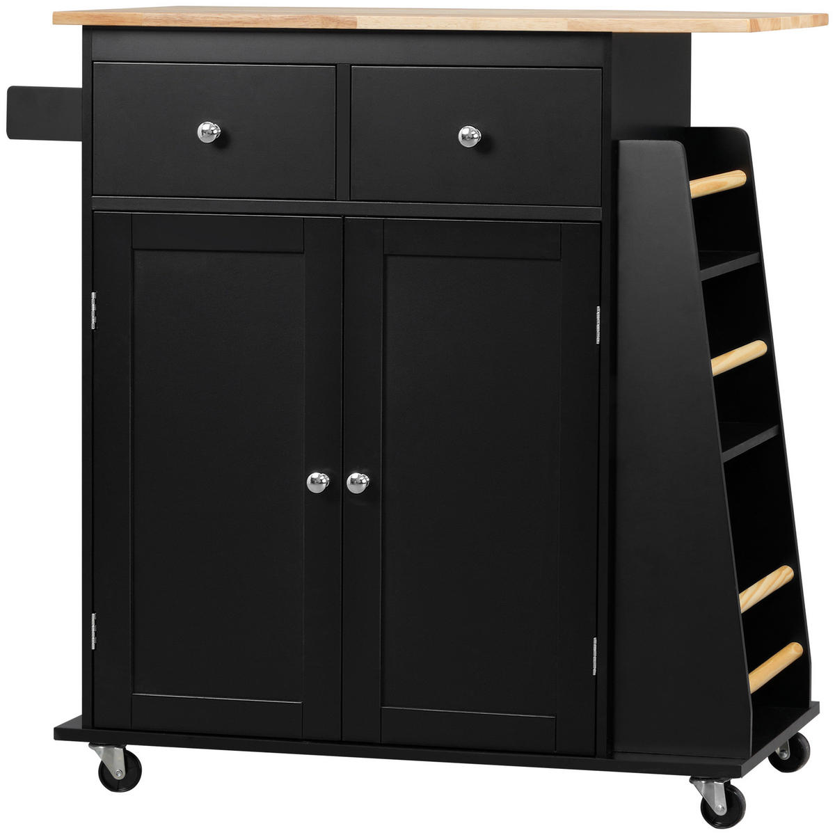 KÜCHENWAGEN DE-11023 2 Schubladen Schwarz/Hévéa - Schwarz, Holzwerkstoff (45/89.5/89cm) - ComfortXL