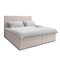 BOXBETT SEVDAYLA 140x200 cm mit Bettkasten und Matratze - Beige - Beige/Schwarz, Holz/Holzwerkstoff (140/200cm) - AX Living