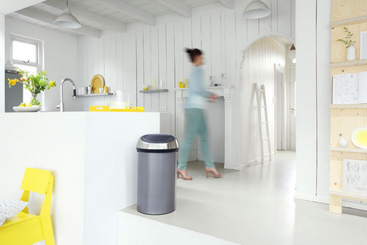 MÜLLEIMER Mit Soft Touch Öffnung 60 Liter 71 x 40 x 40 cm Metall Platin - Grau, Metall (40/71/40cm) - PROREGAL