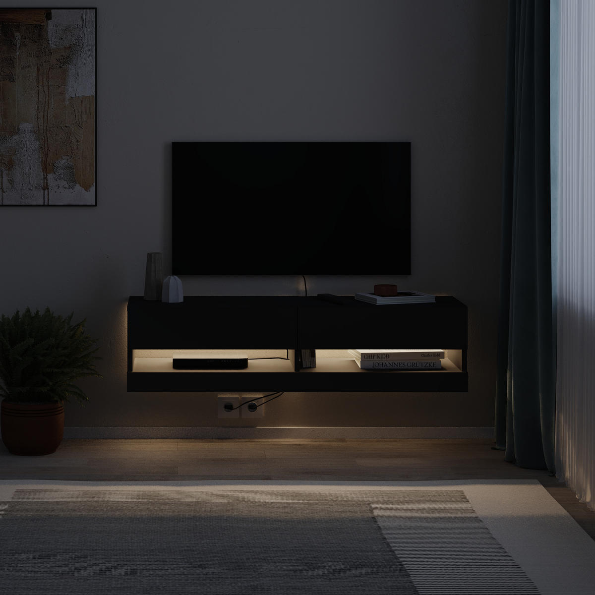 TV-LOWBOARD Moon Anthrazit 120/33,8/30 cm - Anthrazit, Holzwerkstoff (120/30/33.8cm) - Decortie