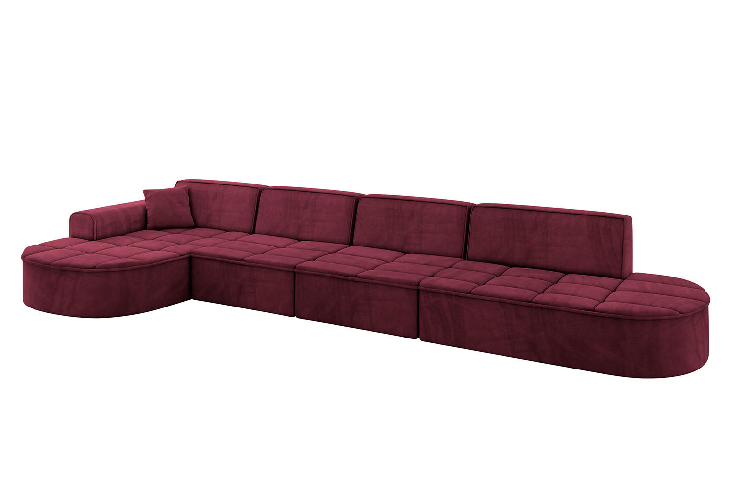 ECKSOFA Ottomane Links TARO-L3 - 413x171x79,5 cm Bordeauxrot - Bordeaux, Holzwerkstoff/Textil (413/171cm) - ALTDECOR