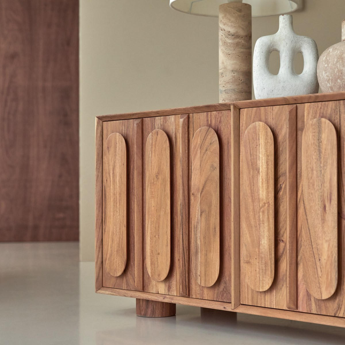 TV-SCHRANK Olga Natur aus Akazie - Naturfarben, Holz (146/51/40cm) - Tikamoon