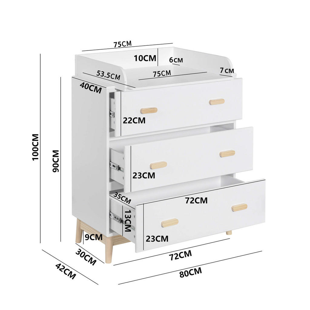 Thumbnail - Mobili Rebecca Wickeltisch, Weiß, Holzwerkstoff, Rechteckig, 42x100x80 cm, Babymöbel, Wickelkommoden & Zubehör, Wickelko...
