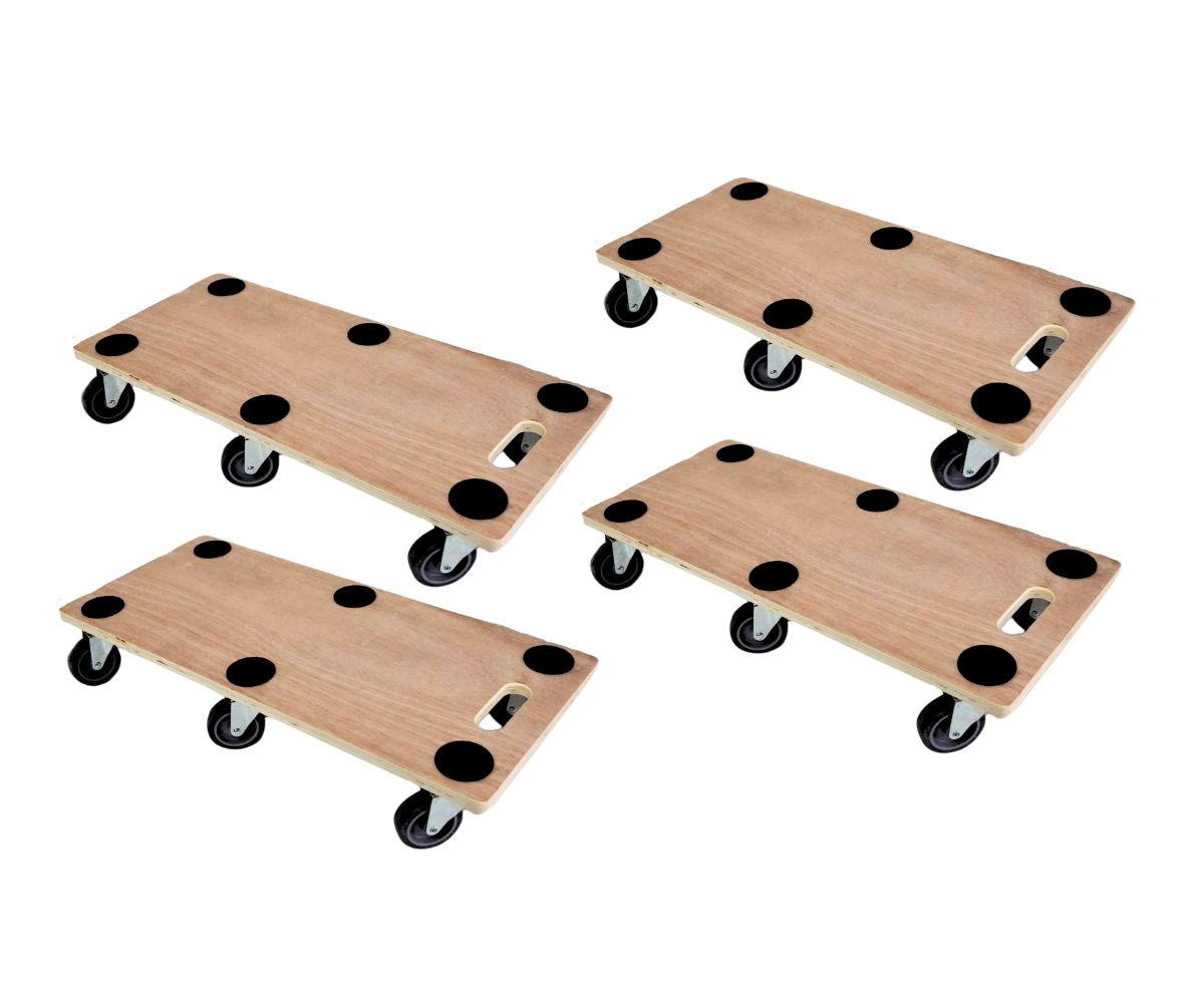 TRANSPORTROLLER 4er-Set Hercules mit 6 Rollen 11x30x68cm Traglast 300kg Sperrholzplatte Braun - Braun, Holzwerkstoff (68/30/11.5cm) - PROREGAL