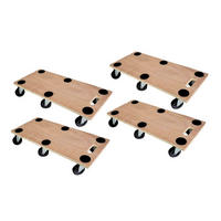 TRANSPORTROLLER 4er-Set Hercules mit 6 Rollen 11x30x68cm Traglast 300kg Sperrholzplatte Braun - Braun, Holzwerkstoff (68/30/11.5cm) - PROREGAL