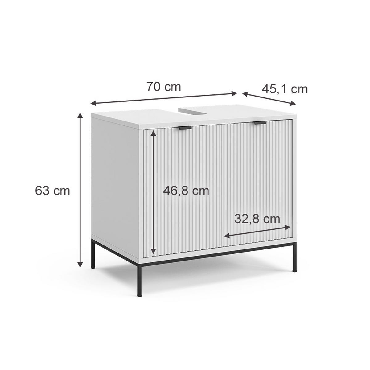 WASCHTISCHUNTERSCHRANK Eliza Weiß 70 x 63 cm mit 2 Türen - Weiß, Holzwerkstoff (70/63/45.1cm) - Vicco