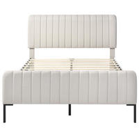 POLSTERBETT aus Massivholz, Leinen und Metall 160x200 cm Grau-Beige mit Matratze und verstellbarem Kopfteil - Grau, Textil (160/200cm) - IVMEU