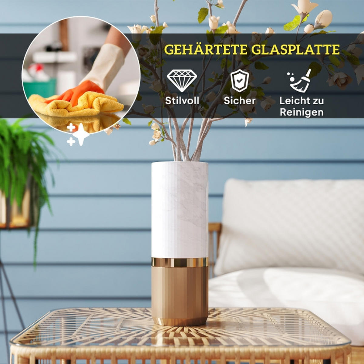 GARTENTISCH 65x65 cm Naturholz - Naturfarben, Metall (65/65/43cm) - ComfortXL