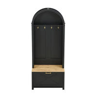 GARDEROBENSCHRANK 75/35/195 cm aus MDF mit Schuhfach und Haken Schwarz/Holzfarben - Schwarz, Holzwerkstoff (35/195/75cm) - Modenvie