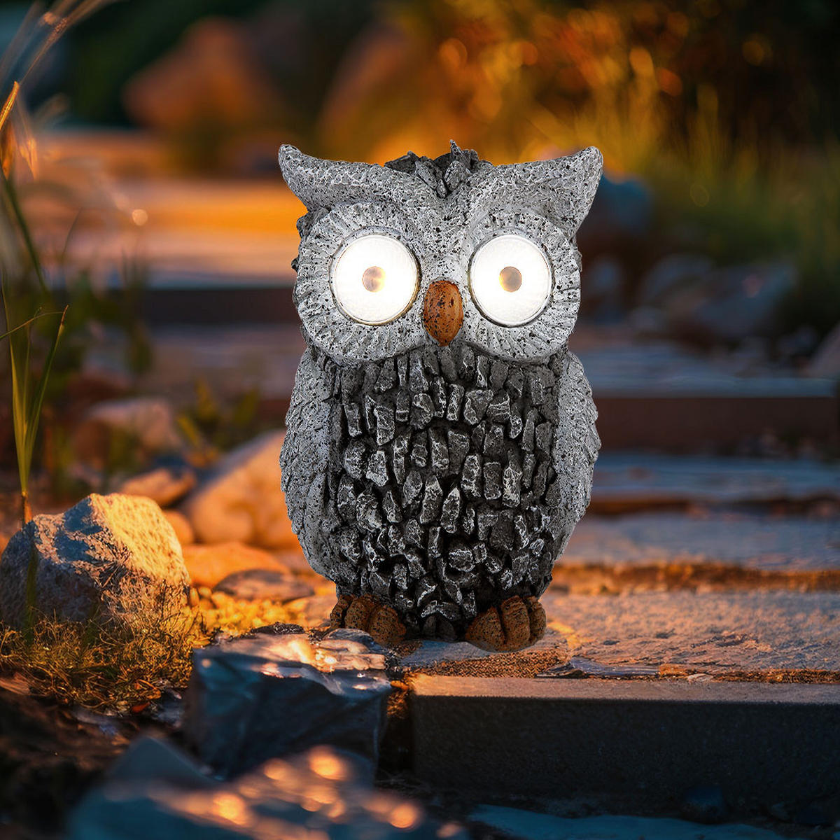 LED AUSSENLEUCHTE Steinoptik Grau 2er Set - Grau, Kunststoff (13.5/11.5/19.5cm) - Globo Lighting