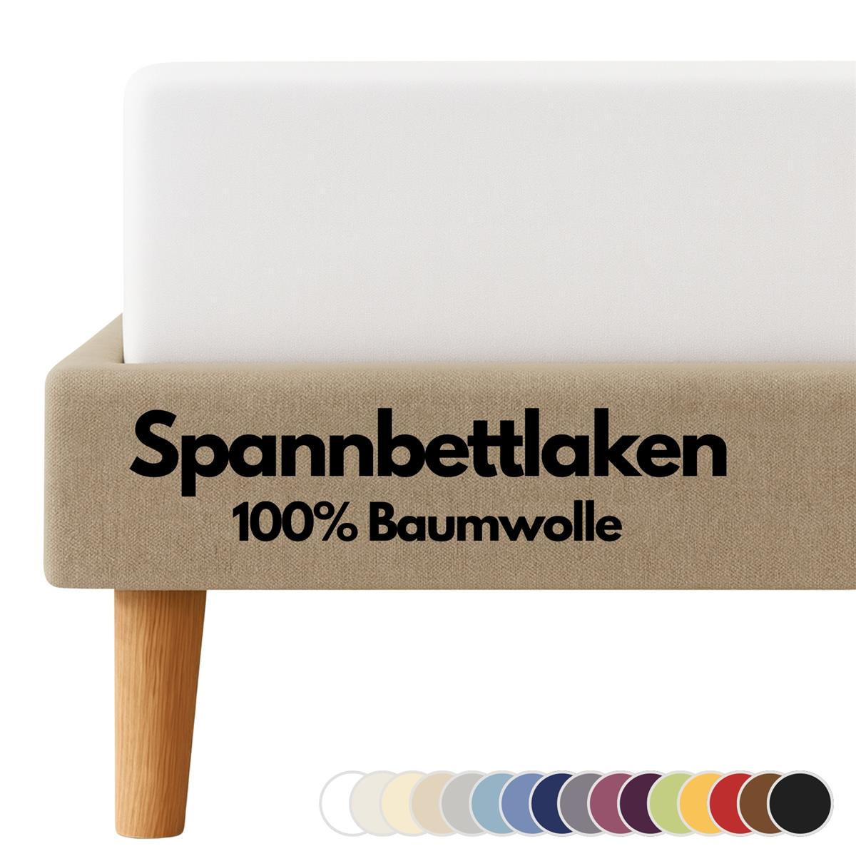 JERSEY-SPANNBETTLAKEN 90x200 - 100x200 cm, Bettlaken aus 100% Baumwolle mit Rundum-Gummizug, Spannbetttuch Weiß - Weiß, Textil (100/200cm) - Carpe Sonno
