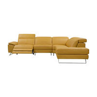 ECKSOFA Genius Echtleder mit 1 x Relaxfunktion Senfgelb - Gelb, Leder/Metall (264/230cm)
