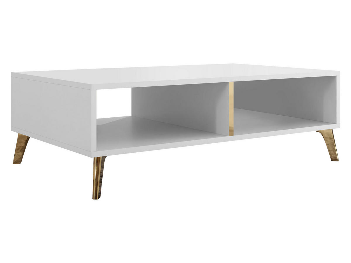 COUCHTISCH Picru - Goldfarben/Weiß, Holzwerkstoff/Kunststoff (60/100/32cm) - MIRJAN24