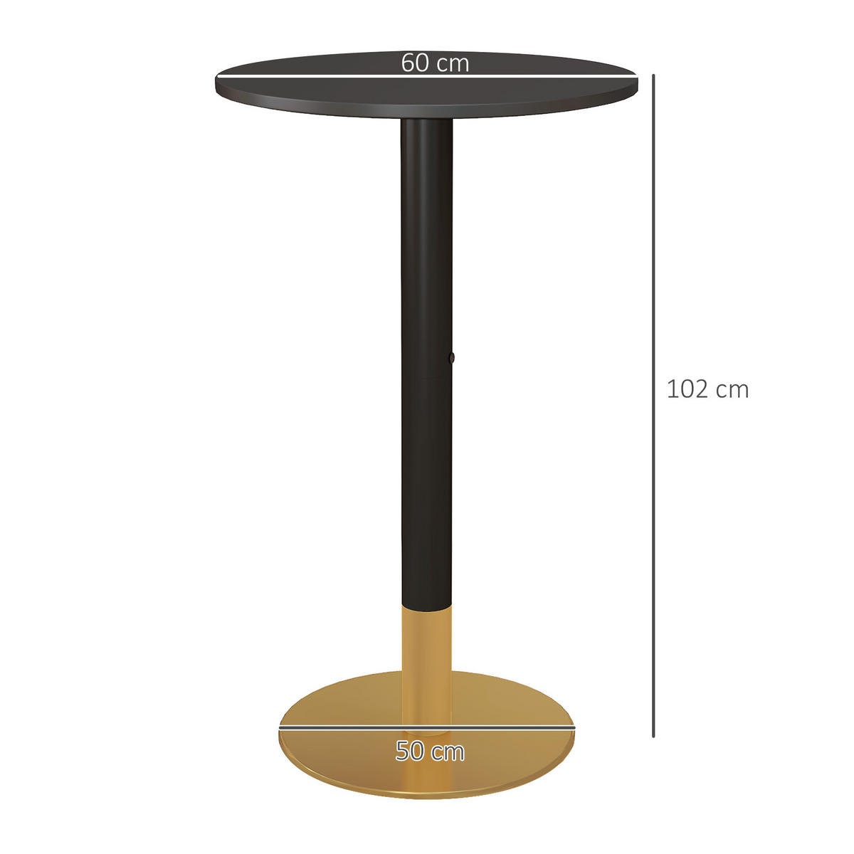 BARTISCH DE-14736 rund mit Stahlgestell Schwarz - Schwarz, Holzwerkstoff (60/60/102cm) - ComfortXL