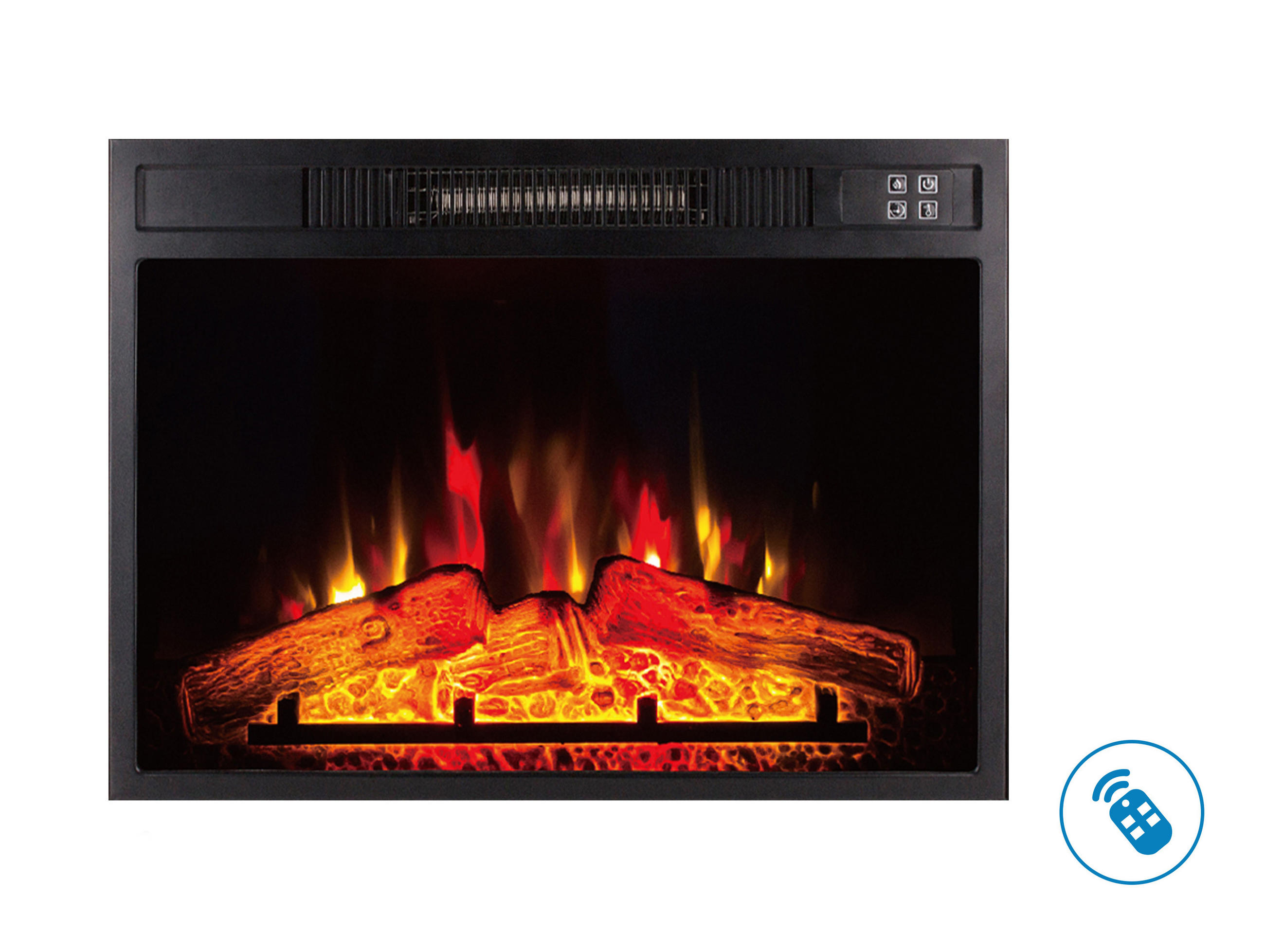 ELEKTROKAMIN Schwarz Wandmodell mit Heizung 2000 W - Schwarz, Glas (58/44/13cm) - Purline