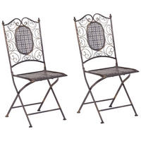 GARTENSTUHL 2er-Set Metall schwarz Bormio - Schwarz, Metall (40/93/60cm) - Beliani