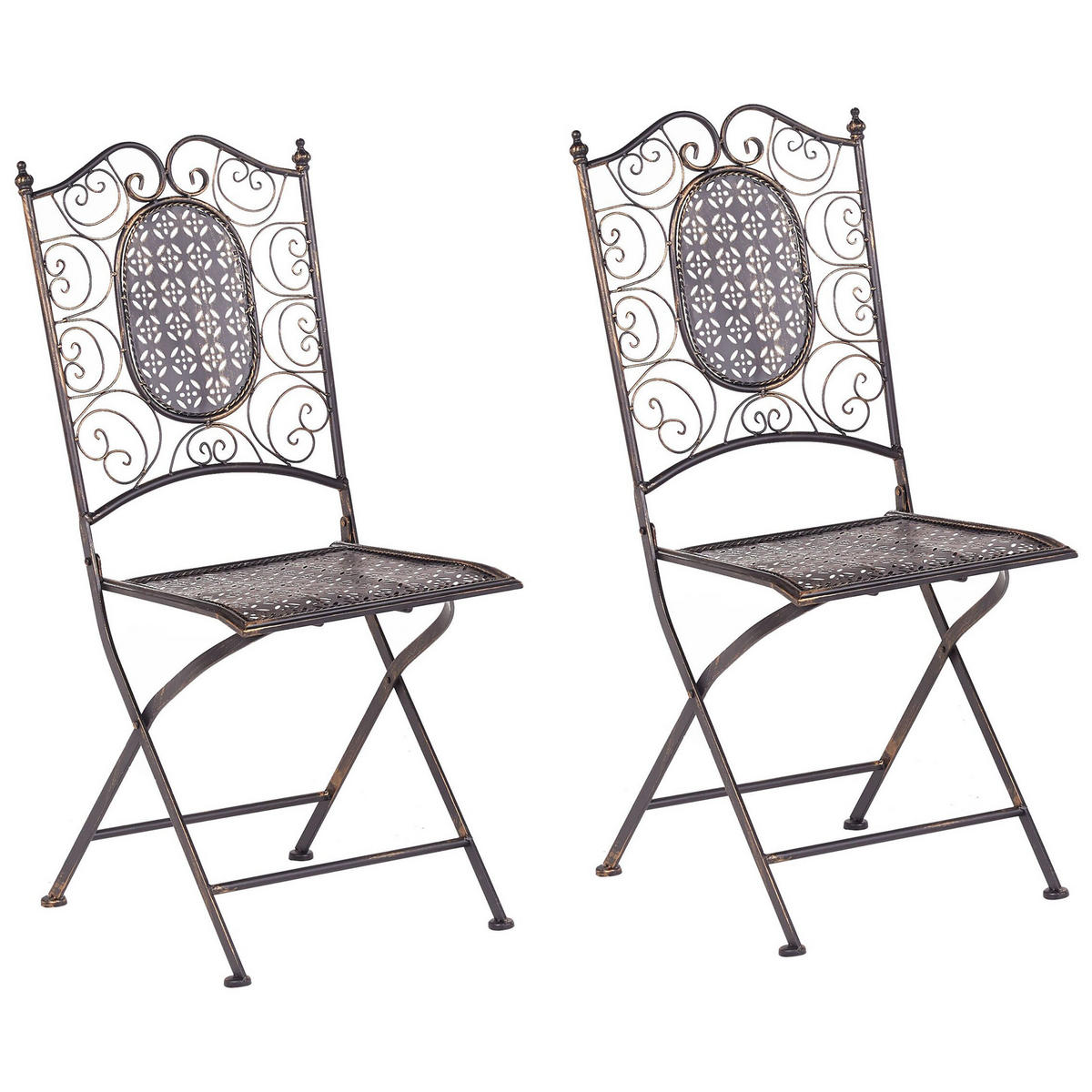 GARTENSTUHL 2er-Set Metall schwarz Bormio - Schwarz, Metall (40/93/60cm) - Beliani