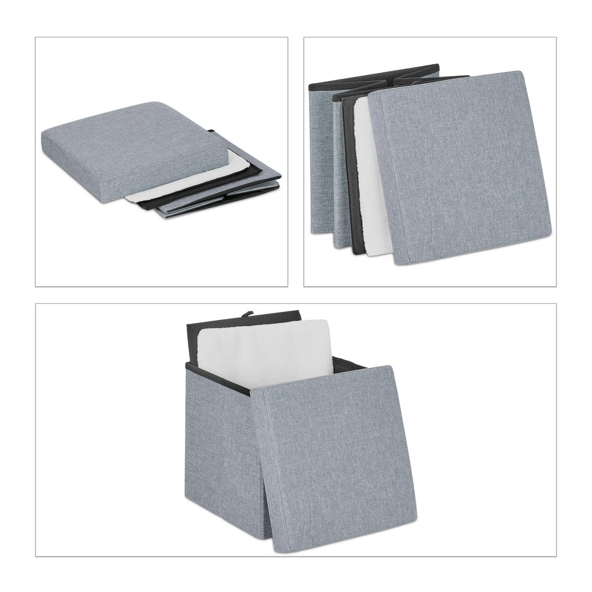 KATZENHÖHLE - Grau, Holzwerkstoff/Textil (37/38.5/37cm) - Relaxdays